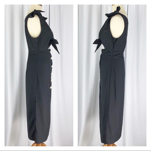 Alice McCall Nara Cutout Midi Tie Dress Black Size 2 NWT *Missing Button - Picture 3 of 8